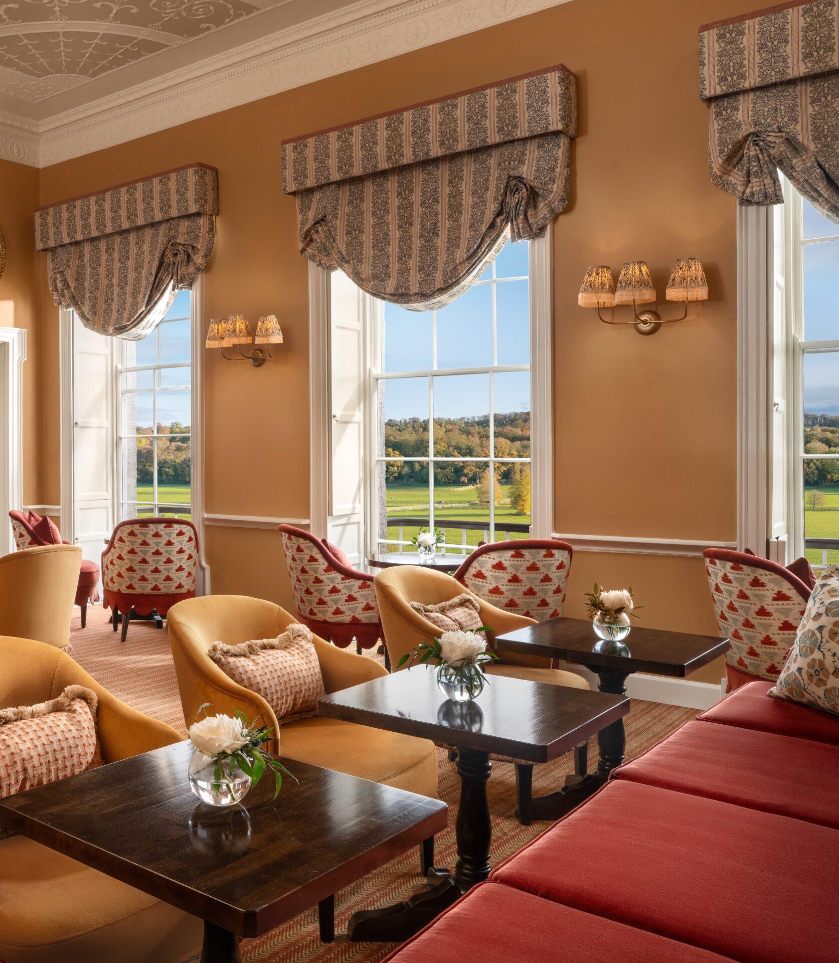 A fine dining space at Mount Juliet Estate, a 5-star hotel in Ireland.